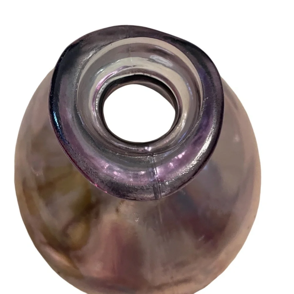 Handmade San Miguel 100% Recycled Bubble‎ Pink Glass Vase Spain 9” High